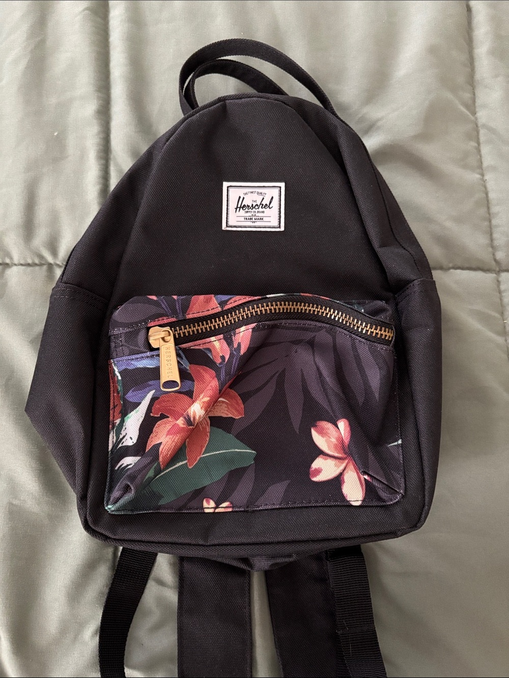 Herschel Supply Company Black Floral Pocket Mini Backpack